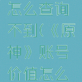 《原神》账号价值怎么查询不到(《原神》账号价值怎么查询不到了)