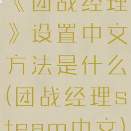 《团战经理》设置中文方法是什么(团战经理steam中文)