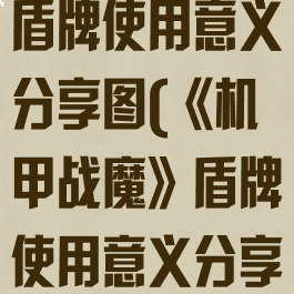 《机甲战魔》盾牌使用意义分享图(《机甲战魔》盾牌使用意义分享图)