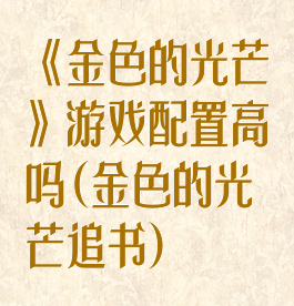 《金色的光芒》游戏配置高吗(金色的光芒追书)