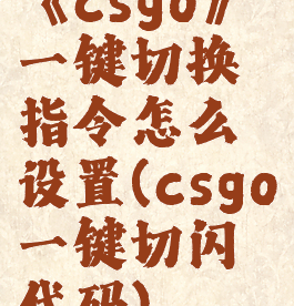 《csgo》一键切换指令怎么设置(csgo一键切闪代码)