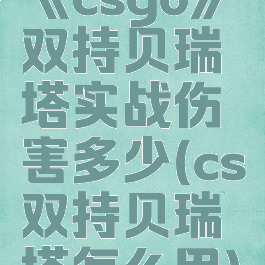 《csgo》双持贝瑞塔实战伤害多少(cs双持贝瑞塔怎么用)