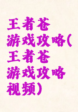 王者苍穹游戏攻略(王者苍穹游戏攻略视频)