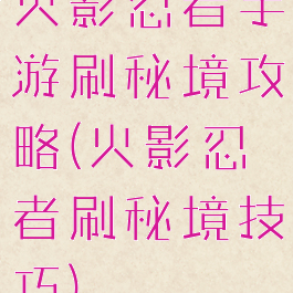 火影忍者手游刷秘境攻略(火影忍者刷秘境技巧)