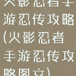 火影忍者手游忍传攻略(火影忍者手游忍传攻略图文)