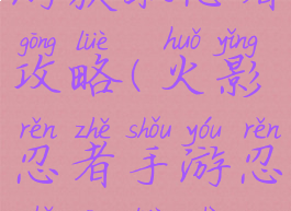 火影忍者手游获取忍者攻略(火影忍者手游忍者攻略视频洛尘)