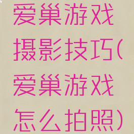 爱巢游戏摄影技巧(爱巢游戏怎么拍照)