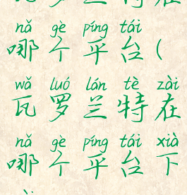 瓦罗兰特在哪个平台(瓦罗兰特在哪个平台下载)