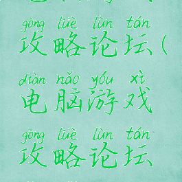 电脑游戏攻略论坛(电脑游戏攻略论坛网址)