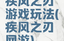 疾风之刃游戏玩法(疾风之刃网游)