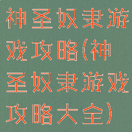 神圣奴隶游戏攻略(神圣奴隶游戏攻略大全)