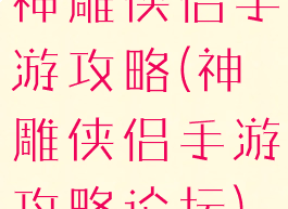 神雕侠侣手游攻略(神雕侠侣手游攻略论坛)