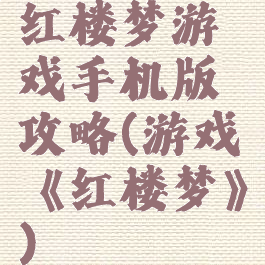 红楼梦游戏手机版攻略(游戏《红楼梦》)