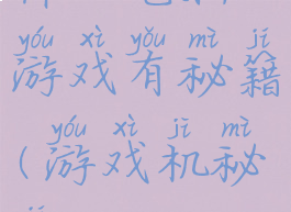 什么电脑游戏有秘籍(游戏机秘籍)