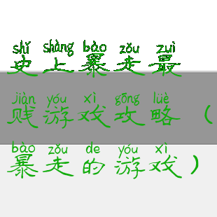 史上暴走最贱游戏攻略(暴走的游戏)