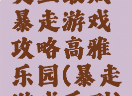 史上最贱暴走游戏攻略高雅乐园(暴走游戏系列)