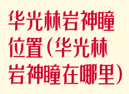 华光林岩神瞳位置(华光林岩神瞳在哪里)