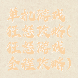 单机游戏狂怒攻略(狂怒游戏全程攻略)