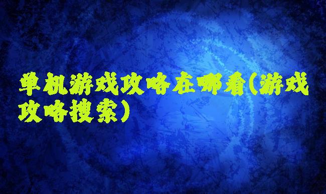 单机游戏攻略在哪看(游戏攻略搜索)