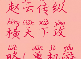 单机游戏赵云传纵横天下攻略(单机游戏赵云传)