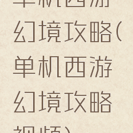 单机西游幻境攻略(单机西游幻境攻略视频)