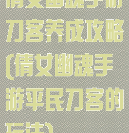 倩女幽魂手游刀客养成攻略(倩女幽魂手游平民刀客的玩法)