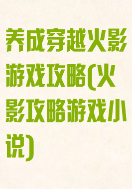养成穿越火影游戏攻略(火影攻略游戏小说)