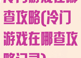 冷门游戏在哪查攻略(冷门游戏在哪查攻略记录)