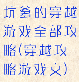 坑爹的穿越游戏全部攻略(穿越攻略游戏文)