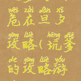 坑爹游戏危在旦夕攻略(坑爹的攻略游戏)