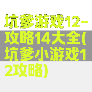 坑爹游戏12-攻略14大全(坑爹小游戏12攻略)
