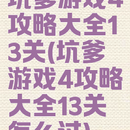 坑爹游戏4攻略大全13关(坑爹游戏4攻略大全13关怎么过)