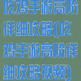 吃鸡手游高阶详细攻略(吃鸡手游高阶详细攻略视频)