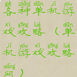 各种单机游戏攻略(单机游戏攻略网)