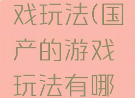 国产的游戏玩法(国产的游戏玩法有哪些)