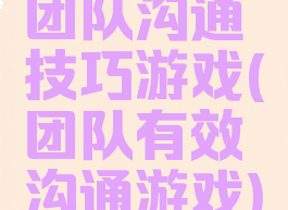 团队沟通技巧游戏(团队有效沟通游戏)