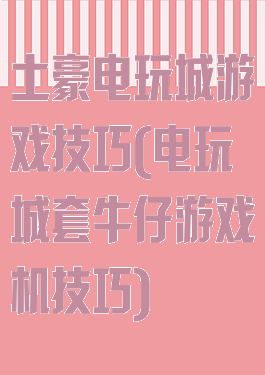 土豪电玩城游戏技巧(电玩城套牛仔游戏机技巧)