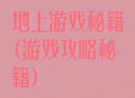 地上游戏秘籍(游戏攻略秘籍)
