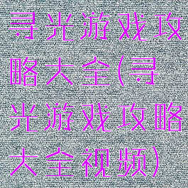 寻光游戏攻略大全(寻光游戏攻略大全视频)