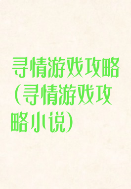 寻情游戏攻略(寻情游戏攻略小说)