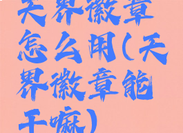 天界徽章怎么用(天界徽章能干嘛)