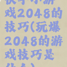 快手小游戏2048的技巧(玩爆2048的游戏技巧是什么)