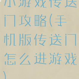 小游戏传送门攻略(手机版传送门怎么进游戏)