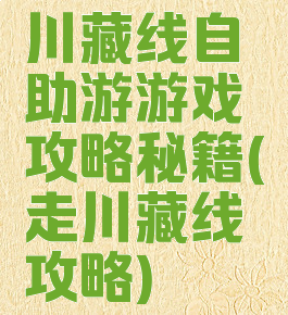 川藏线自助游游戏攻略秘籍(走川藏线攻略)