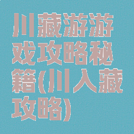 川藏游游戏攻略秘籍(川入藏攻略)