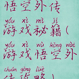 悟空外传游戏秘籍(游戏悟空外传攻略)