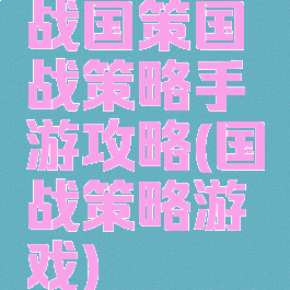 战国策国战策略手游攻略(国战策略游戏)