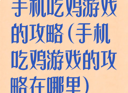 手机吃鸡游戏的攻略(手机吃鸡游戏的攻略在哪里)