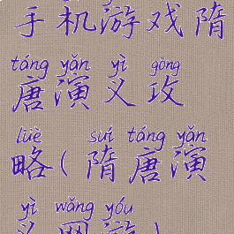 手机游戏隋唐演义攻略(隋唐演义网游)