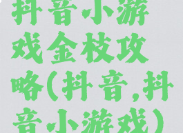 抖音小游戏金枝攻略(抖音,抖音小游戏)